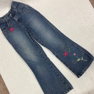 Vintage Lee flower embroidered boot cut denim blue jeans 8 r